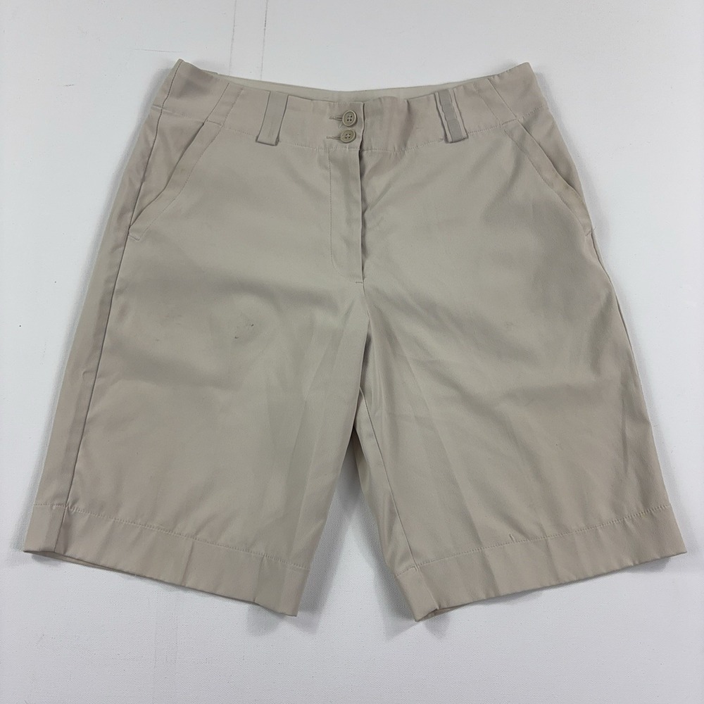 Nike Golf Shorts Womens 4 Beige Bermuda Dri-FIT Performance Stretch Casual